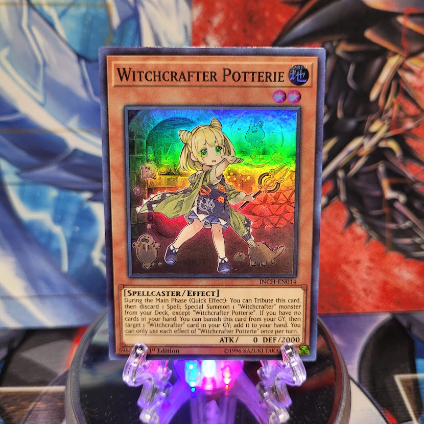  A Super Rare "Witchcrafter Potterie" card from the Yugioh Set: The Infinity Chasers.