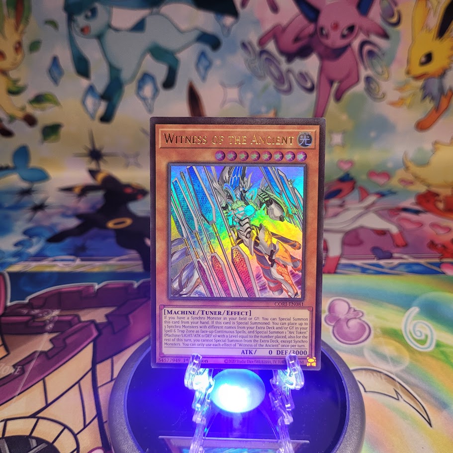 An Ultra Rare “Witness of the Ancient” card from the Yugioh Set: Chaos Origins (CORI).