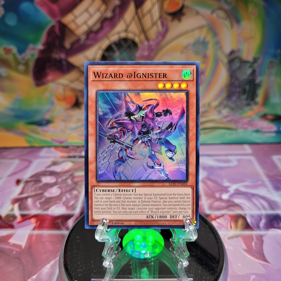 A Super Rare "Wizard @Ignister" card from the Yugioh Set: Alliance Insight (ALIN).