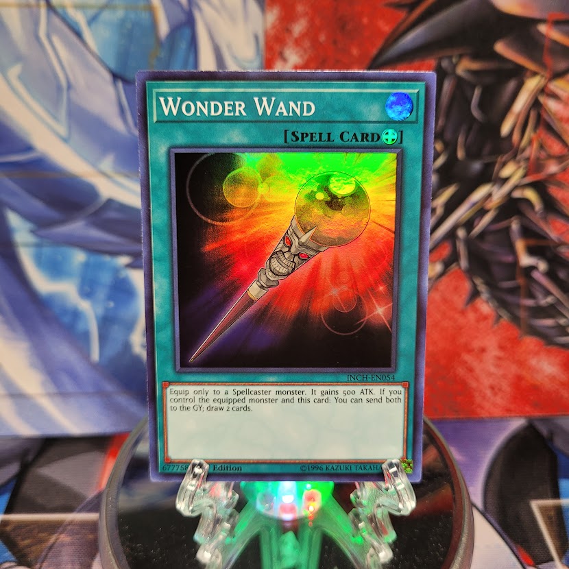  A Super Rare "Wonder Wand" card from the Yugioh Set: The Infinity Chasers.