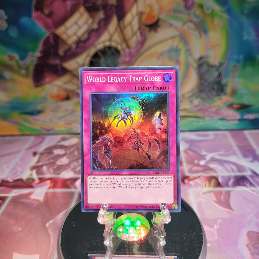 A Super Rare "World Legacy Trap Globe" card from the Yugioh Set: Circuit Break.