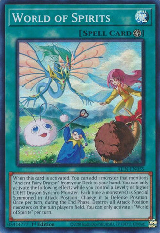 A Super Rare "World of Spirits" card from the Yugioh Set: Alliance Insight (ALIN).