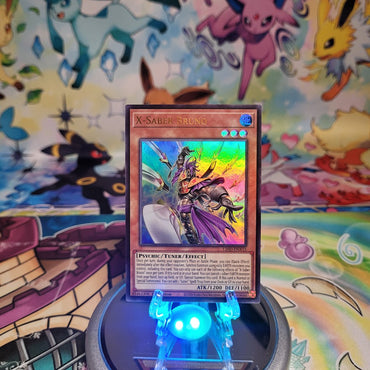 An Ultra Rare "X-Saber Bruno" card from the Yugioh Legendary Modern Decks (L26D).