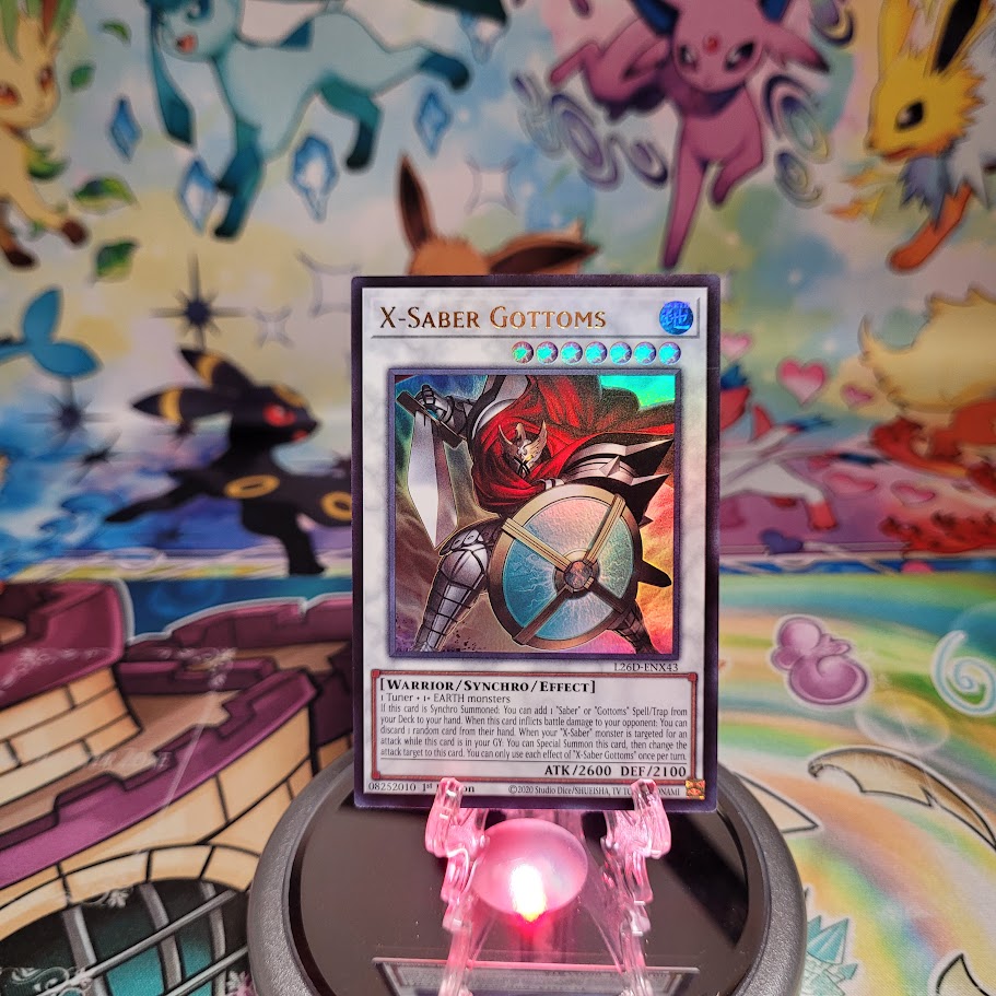 An Ultra Rare "X-Saber Gottoms" card from the Yugioh Legendary Modern Decks (L26D).