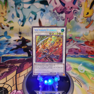 A Secret Rare "XX-Saber Hyunlei" card from the Yugioh Legendary Modern Decks (L26D).