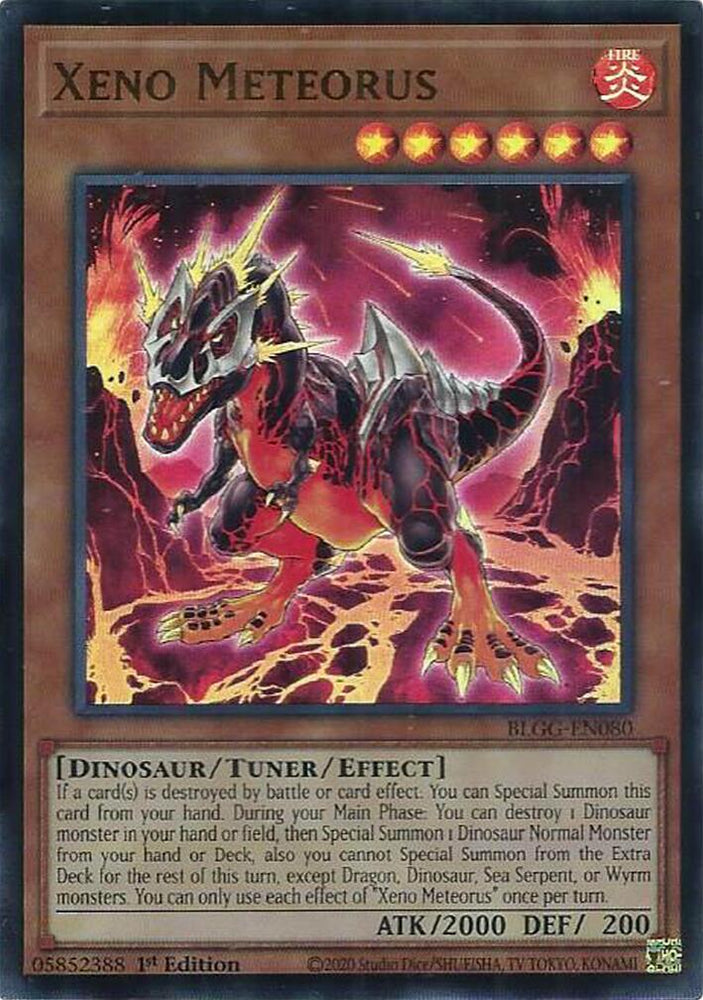 An Ultra Rare "Xeno Meteorus" card from the Yugioh Set: Battles of Legend: Glorious Gallery (BLGG).