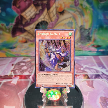 A Secret Rare "Yosenju Kama 1" card from the Yugioh Set: The Secret Forces.