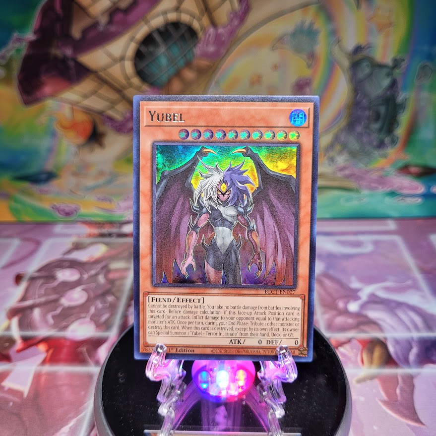 An Ultra Rare Silver "Yubel" card from the Yugioh Set: Battles of Legend: Chapter 1.