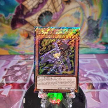 A Platinum Secret Rare "Zoodiac Ratpier" card from the Yugioh Set: Quarter Century Stampede (RA04).