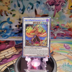A Secret Rare "Zoroa, the Magistus Conflagrant Calamity" card from the Yugioh Set: Burst of Destiny (BODE).