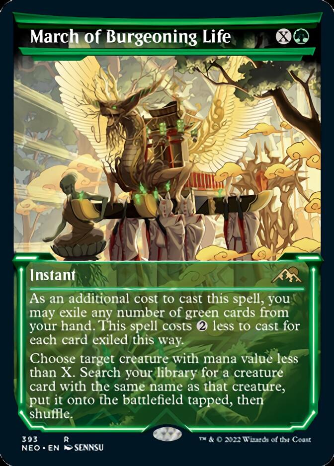 March of Burgeoning Life (Showcase Soft Glow) [Kamigawa: Neon Dynasty] Magic: The Gathering