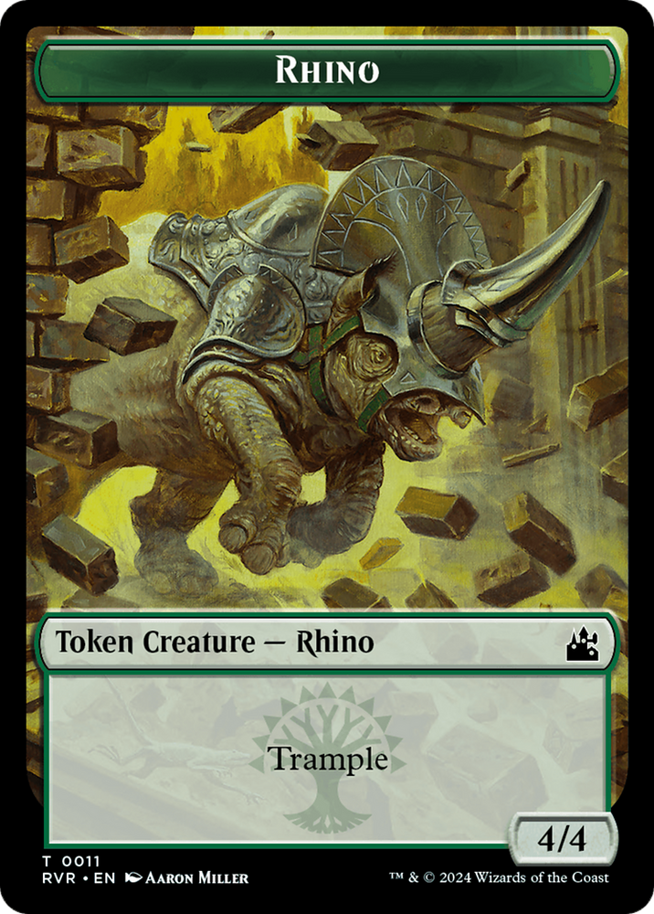 Saproling // Rhino Double-Sided Token [Ravnica Remastered Tokens] Magic: The Gathering