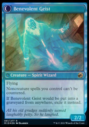 Malevolent Hermit // Benevolent Geist [Innistrad: Midnight Hunt Prerelease Promos] Magic: The Gathering