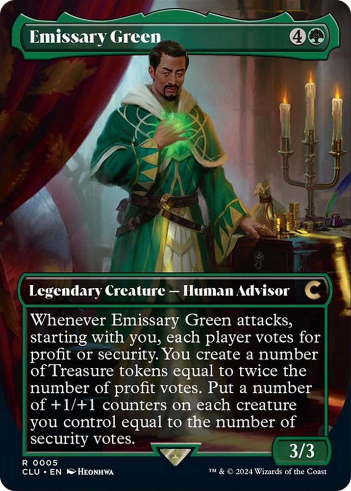 Emissary Green (Borderless) [Ravnica: Clue Edition] Magic: The Gathering