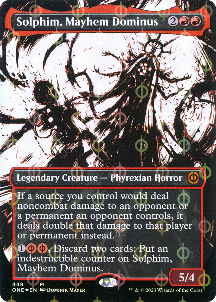 Solphim, Mayhem Dominus (Borderless Ichor Step-and-Compleat Foil) [Phyrexia: All Will Be One] Magic: The Gathering