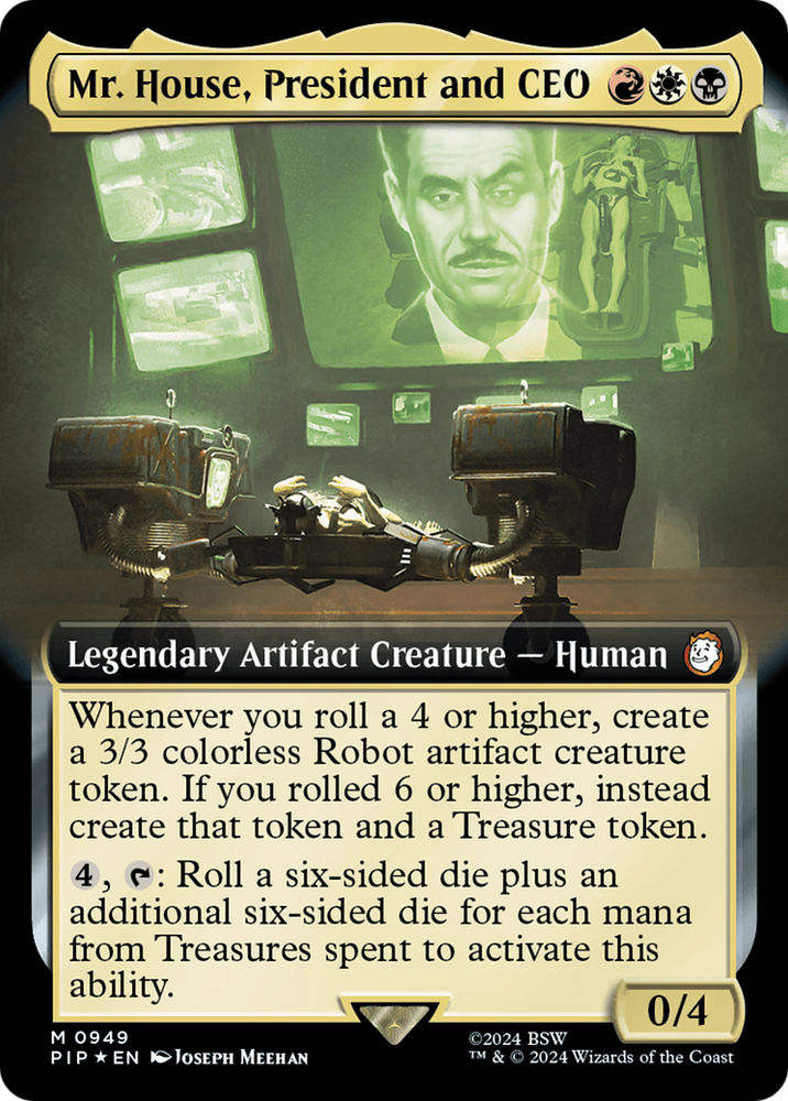 Mr. House, President and CEO (Extended Art) (Surge Foil) [Fallout] Magic: The Gathering