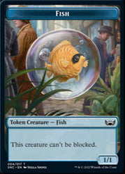Fish // Rhino Warrior Double-Sided Token [Streets of New Capenna Tokens] Magic: The Gathering
