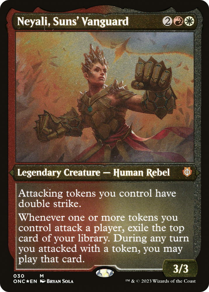 Neyali, Suns' Vanguard (Foil Etched) (Display Commander) [Phyrexia: All Will Be One Commander] Magic: The Gathering