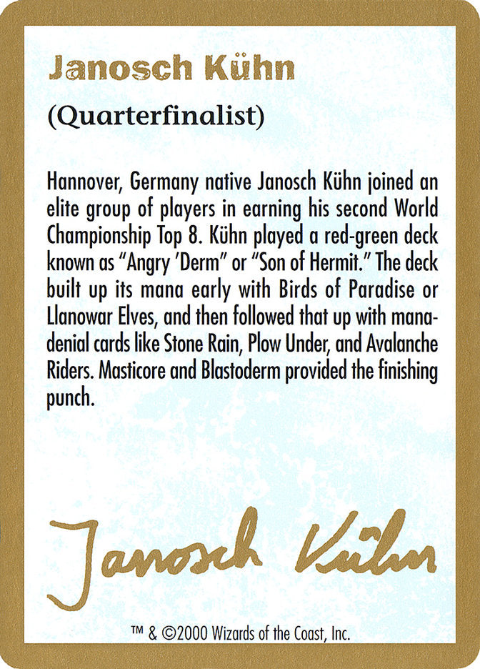 Janosch Kuhn Bio (2000) [World Championship Decks 2000] Magic: The Gathering