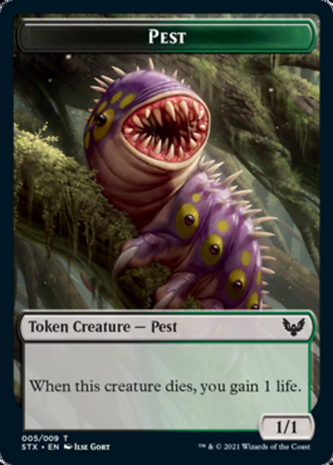 Pest Token [Strixhaven: School of Mages Tokens] Magic: The Gathering