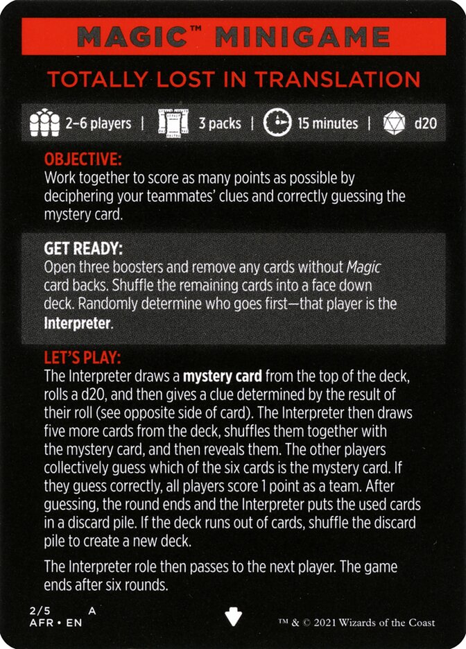 Totally Lost in Translation (Magic Minigame) [Dungeons & Dragons: Adventures in the Forgotten Realms Minigame] Magic: The Gathering