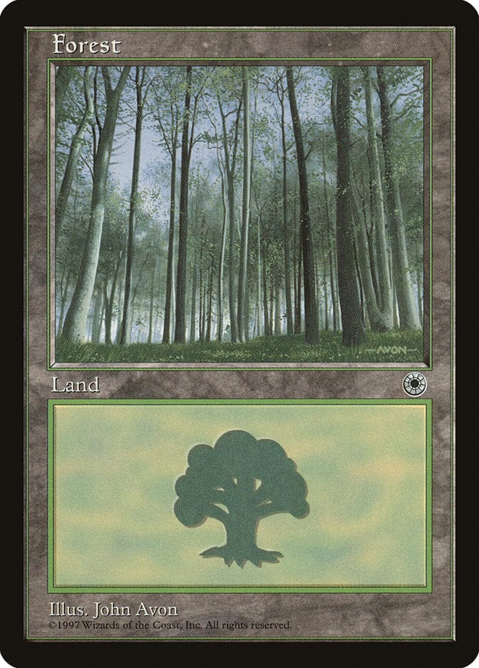 Forest (Green Signature with White Bark Trees) [Portal] Magic: The Gathering