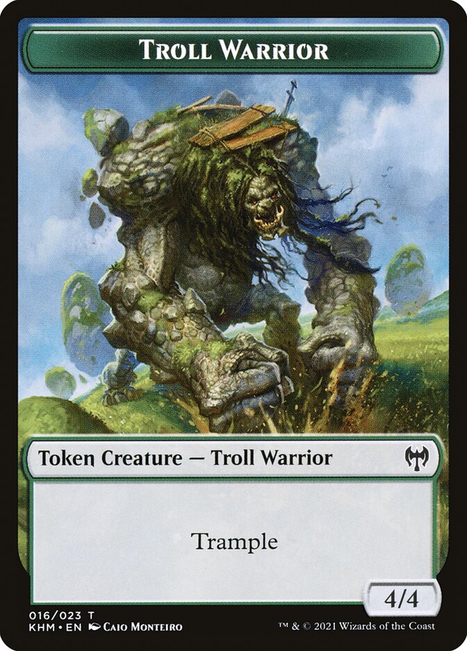 Human Warrior // Troll Warrior Double-Sided Token [Kaldheim Tokens] Magic: The Gathering