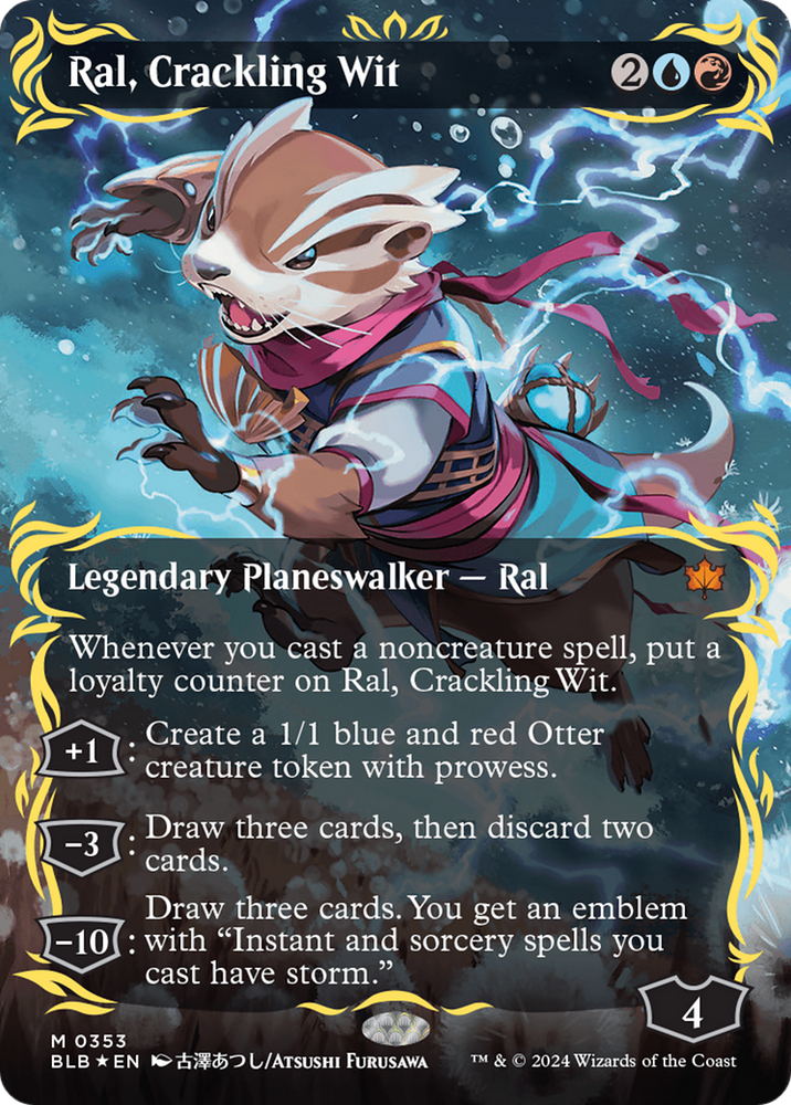 Ral, Crackling Wit (Borderless) (Raised Foil) [Bloomburrow] Magic: The Gathering