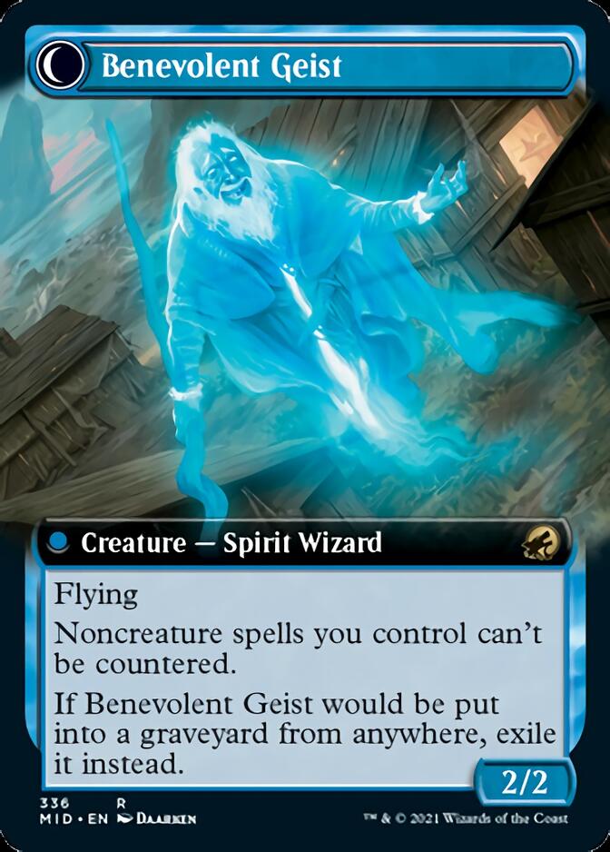 Malevolent Hermit // Benevolent Geist (Extended Art) [Innistrad: Midnight Hunt] Magic: The Gathering