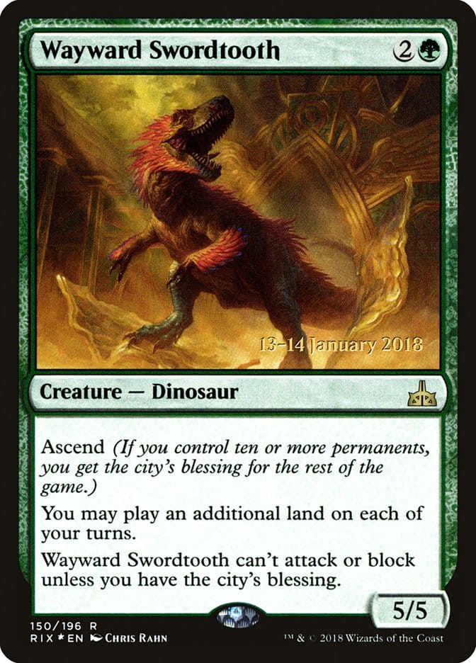 Wayward Swordtooth [Rivals of Ixalan Prerelease Promos] Magic: The Gathering