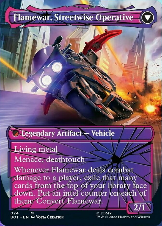 Flamewar, Brash Veteran // Flamewar, Streetwise Operative (Shattered Glass) [Transformers] Magic: The Gathering