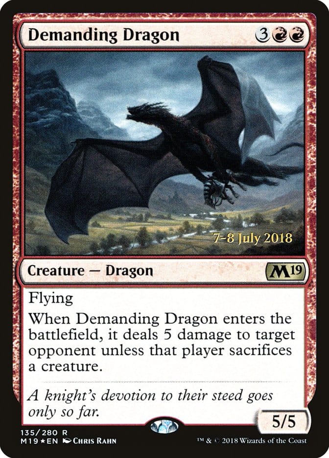 Demanding Dragon [Core Set 2019 Prerelease Promos] Magic: The Gathering
