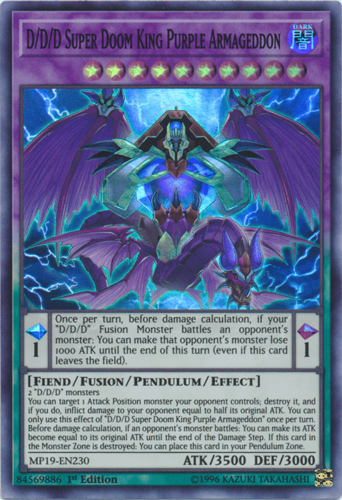 D/D/D Super Doom King Purple Armageddon [MP19-EN230] Super Rare - Yugioh Cards For Your TCG Needs!