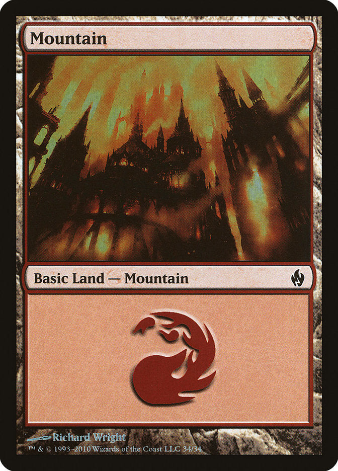 Mountain (34) [Premium Deck Series: Fire and Lightning] Magic: The Gathering