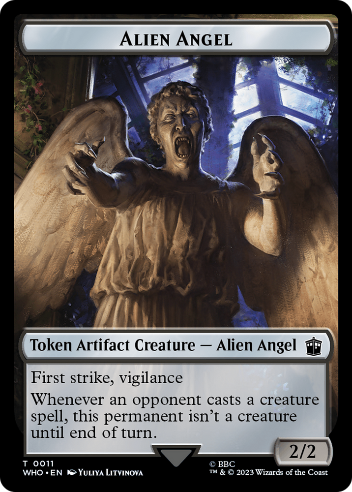 Alien Angel // Alien Warrior Double-Sided Token [Doctor Who Tokens] Magic: The Gathering