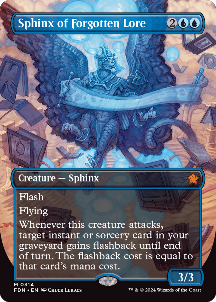 Sphinx of Forgotten Lore (Borderless) [Foundations] Magic: The Gathering