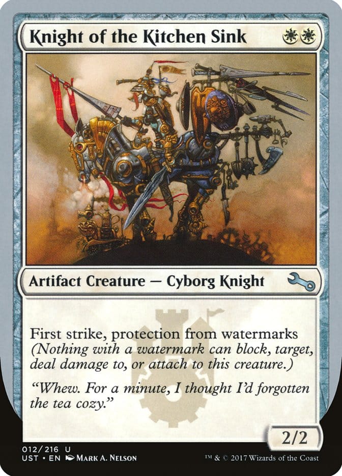 Knight of the Kitchen Sink ("protection from watermarks") [Unstable] Magic: The Gathering