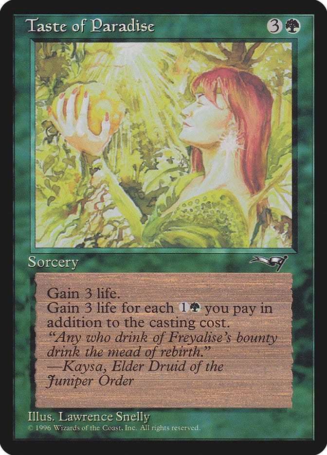 Taste of Paradise (Holding Fruit) [Alliances] Magic: The Gathering