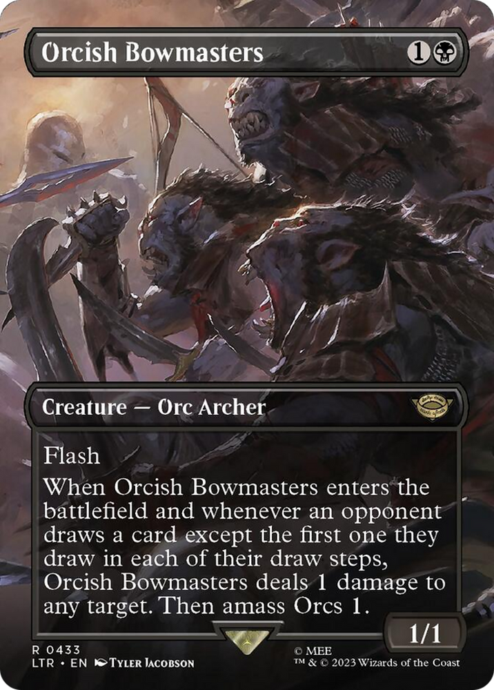 Orcish Bowmasters (Borderless Alternate Art) [The Lord of the Rings: Tales of Middle-Earth] Magic: The Gathering