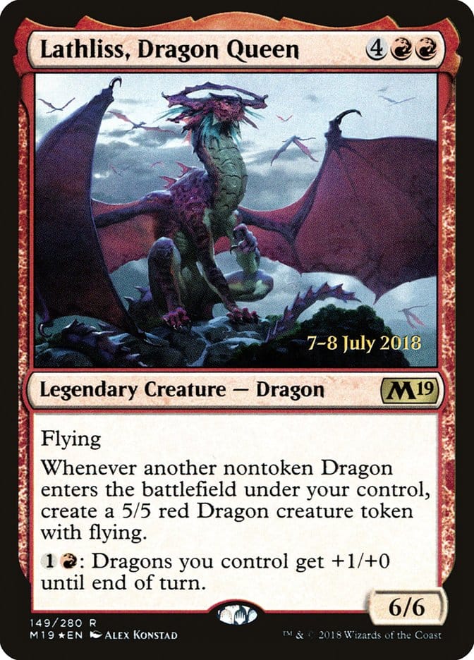 Lathliss, Dragon Queen [Core Set 2019 Prerelease Promos] Magic: The Gathering