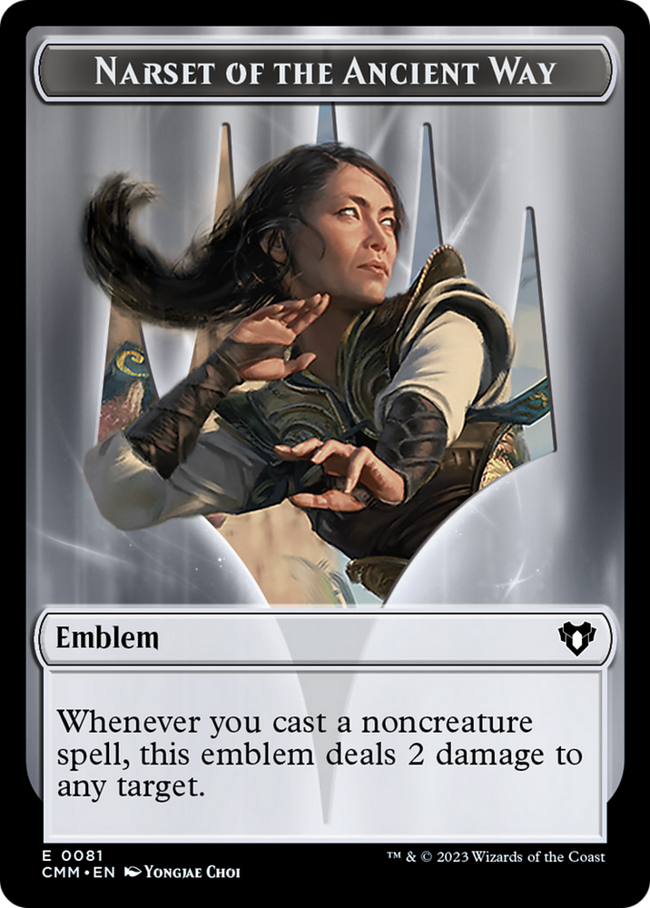 Narset of the Ancient Way Emblem // Wizard Double-Sided Token [Commander Masters Tokens] Magic: The Gathering