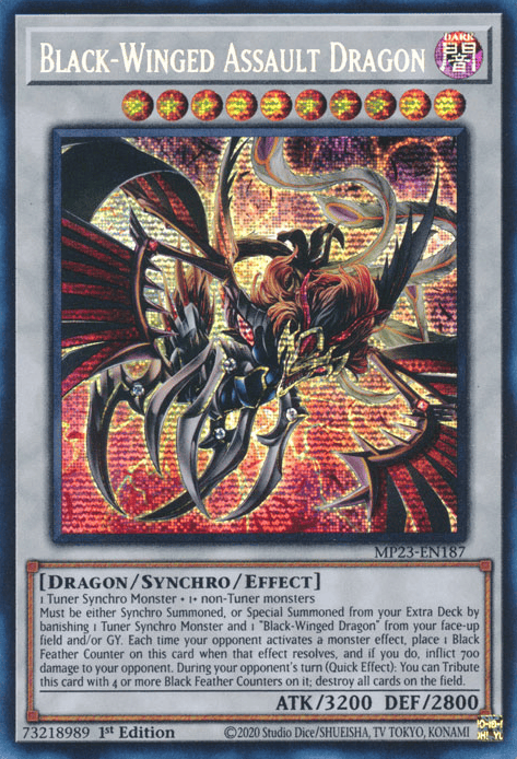 Black-Winged Assault Dragon [MP23-EN187] Prismatic Secret Rare - Yugioh Cards For Your TCG Needs!