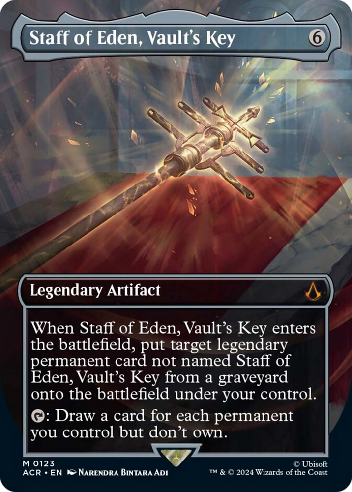Staff of Eden, Vault's Key (Borderless) [Assassin's Creed] Magic: The Gathering