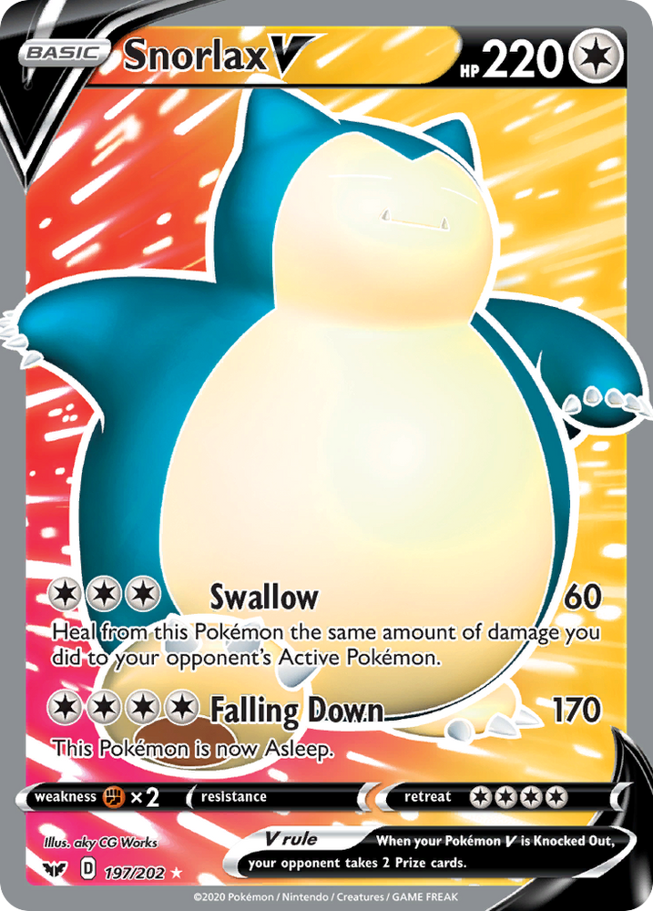 Snorlax V (197/202) [Sword & Shield: Base Set] Pokémon