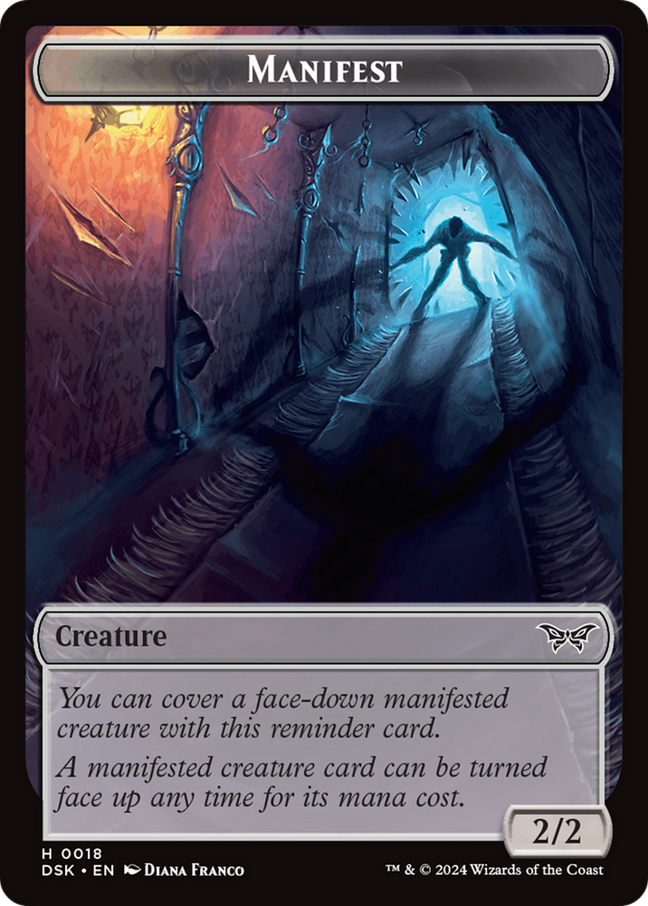 Emblem - Kaito, Bane of Nightmares // Manifest Double-Sided Token [Duskmourn: House of Horror Tokens] Magic: The Gathering