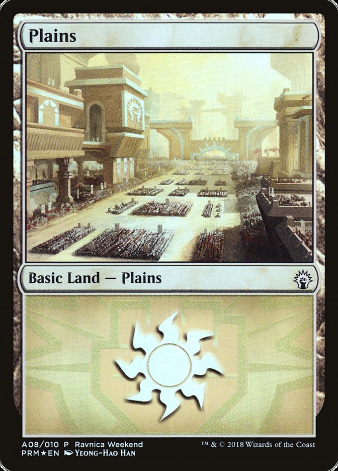 Plains (A08) [Ravnica Allegiance Ravnica Weekend] Magic: The Gathering