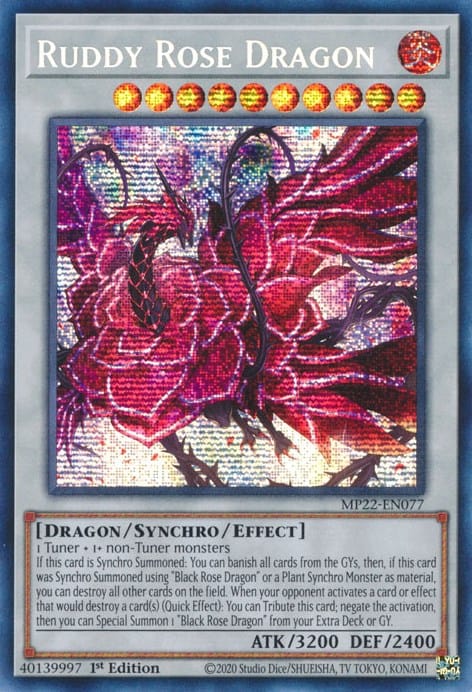 Ruddy Rose Dragon [MP22-EN077] Prismatic Secret Rare - Yugioh Cards For Your TCG Needs!