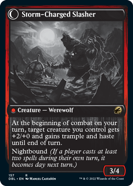 Reckless Stormseeker // Storm-Charged Slasher [Innistrad: Double Feature] Magic: The Gathering