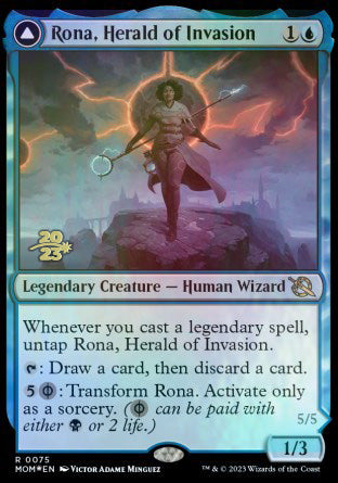 Rona, Herald of Invasion // Rona, Tolarian Obliterator [March of the Machine Prerelease Promos] Magic: The Gathering