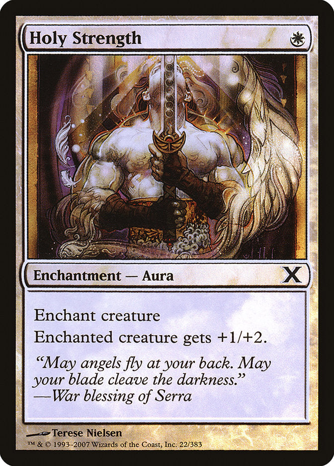 Holy Strength (Premium Foil) [Tenth Edition] Magic: The Gathering